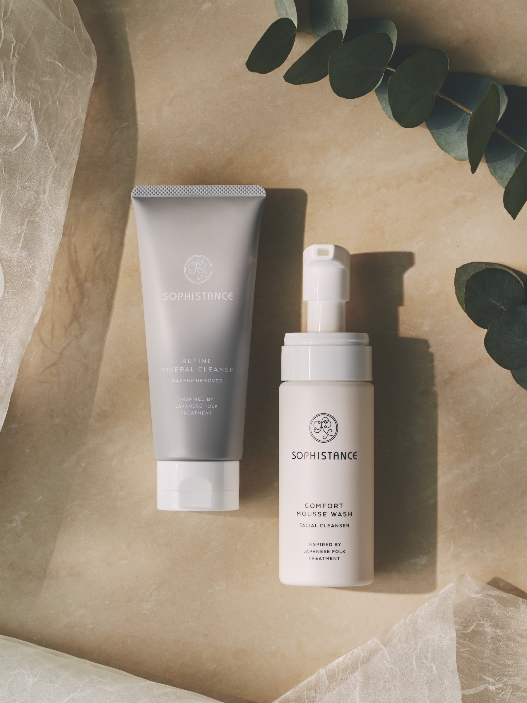 Sophistance Refine Mineral Cleanse and Comfort Mousse Wash on marble