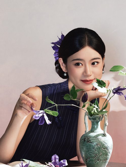 Cn-style portrait with orchids